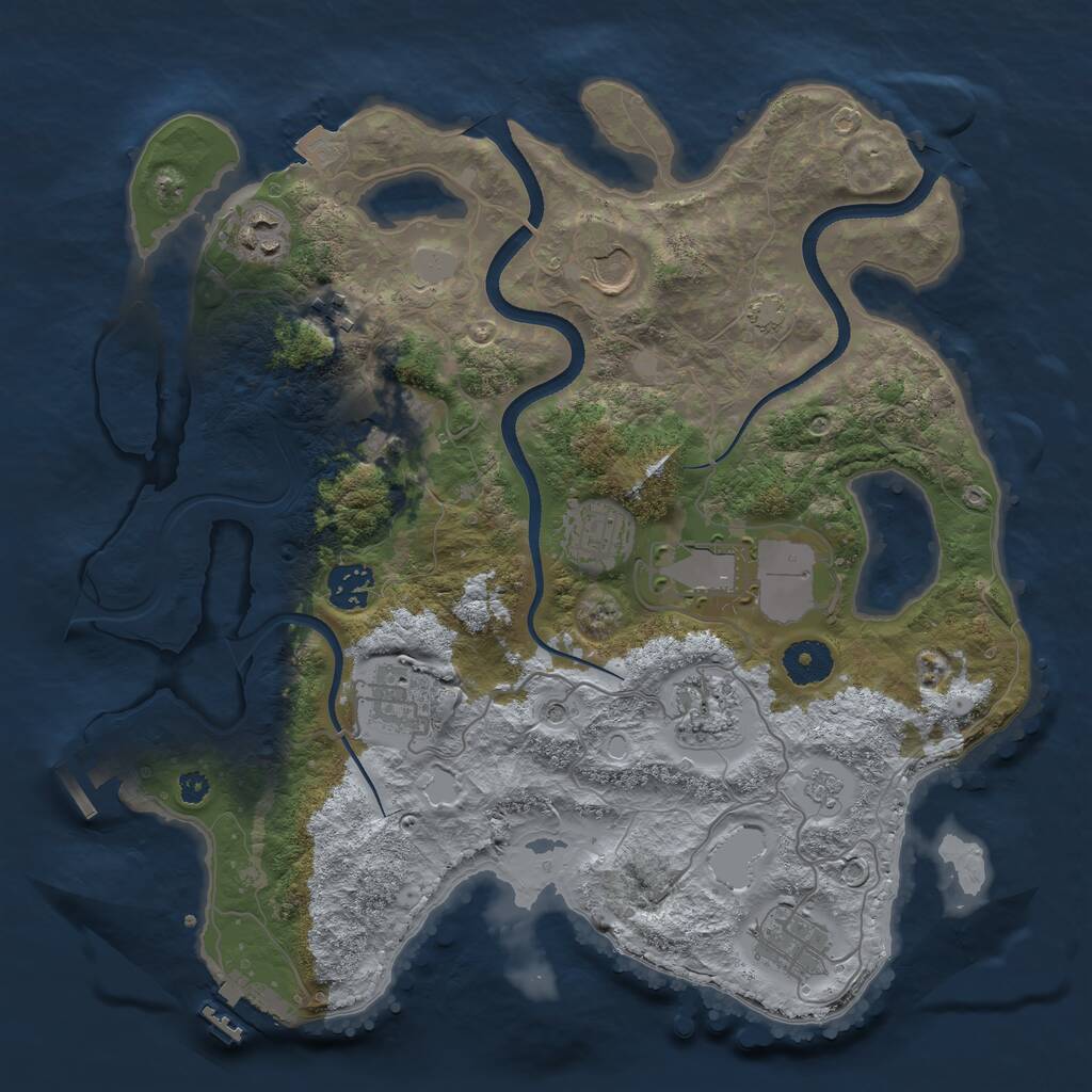 Rust Map: Procedural Map, Size: 3500, Seed: 761683103, 16 Monuments