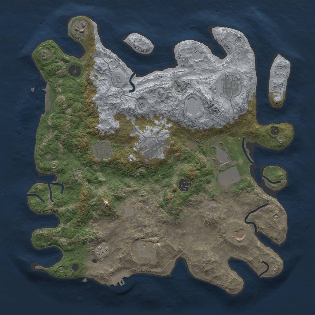 Rust Map: Procedural Map, Size: 3800, Seed: 1988497218, 18 Monuments