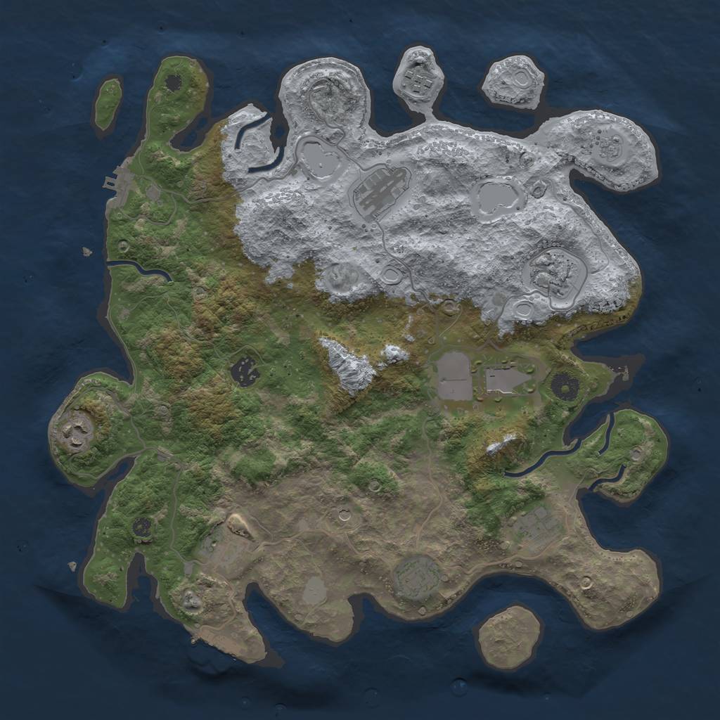 Rust Map: Procedural Map, Size: 3800, Seed: 664456832, 18 Monuments