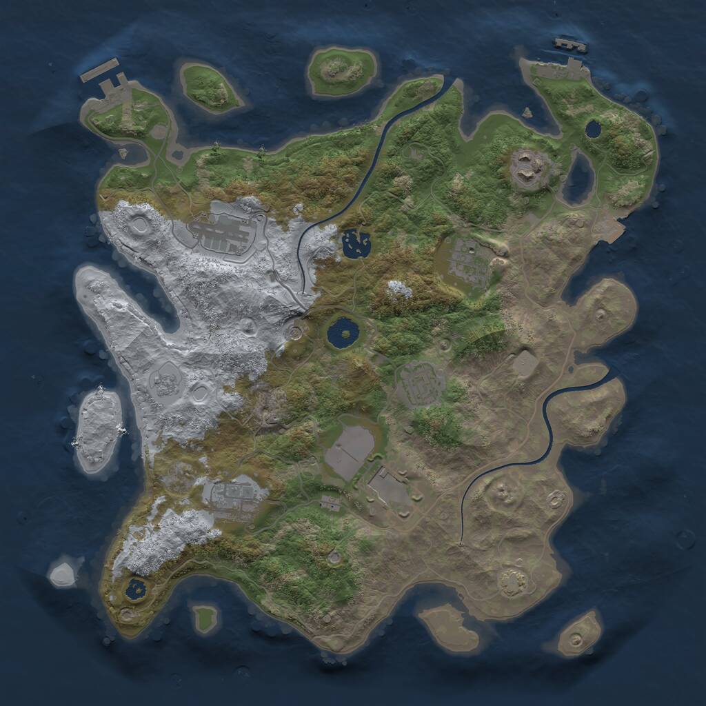 Rust Map: Procedural Map, Size: 3500, Seed: 31458425, 13 Monuments