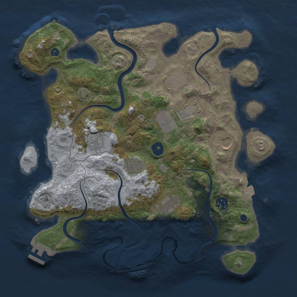 Rust Map: Procedural Map, Size: 3500, Seed: 741458030, 14 Monuments