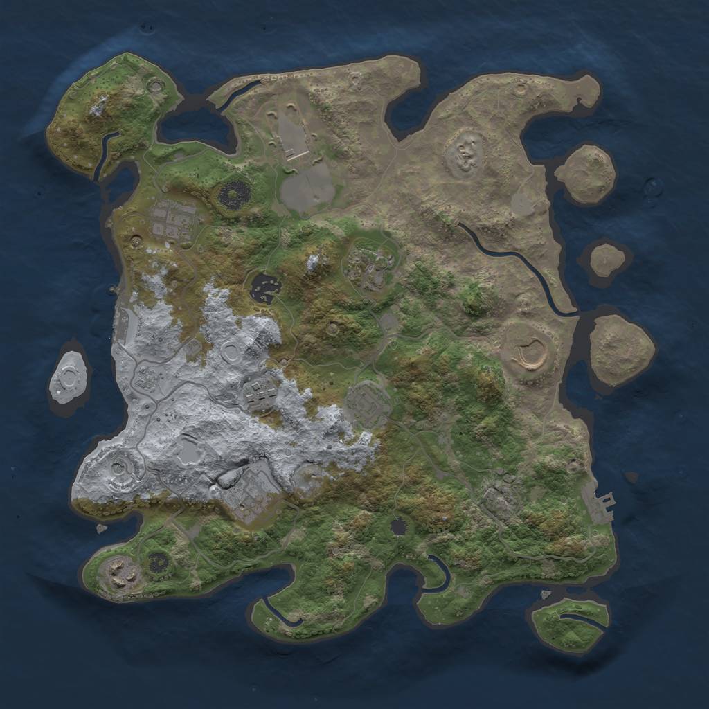 Rust Map: Procedural Map, Size: 3500, Seed: 741458030, 18 Monuments