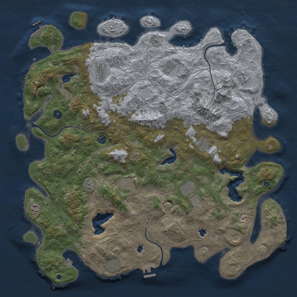 Rust Map: Procedural Map, Size: 5000, Seed: 1313418539, 17 Monuments