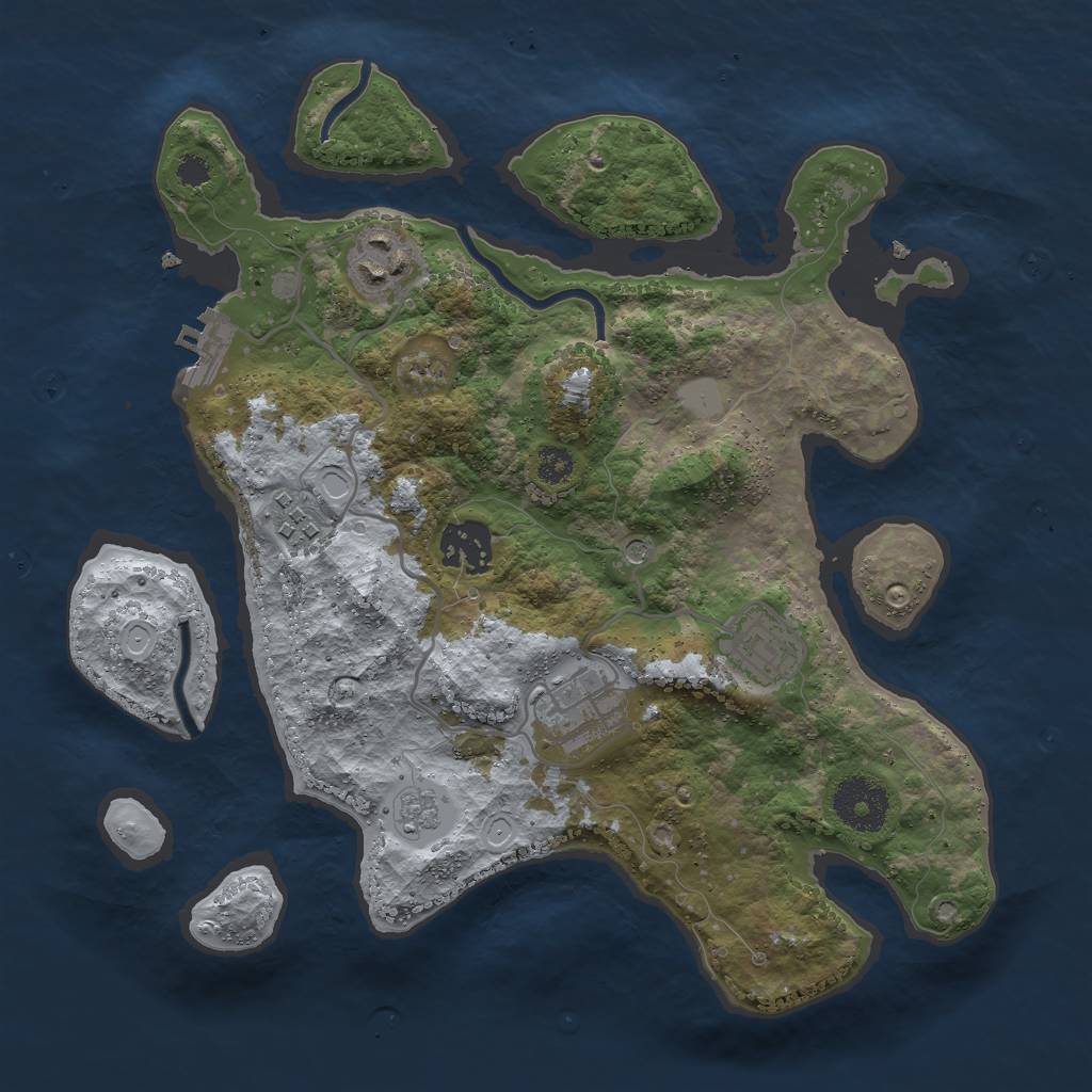 Rust Map: Procedural Map, Size: 3000, Seed: 250273, 13 Monuments
