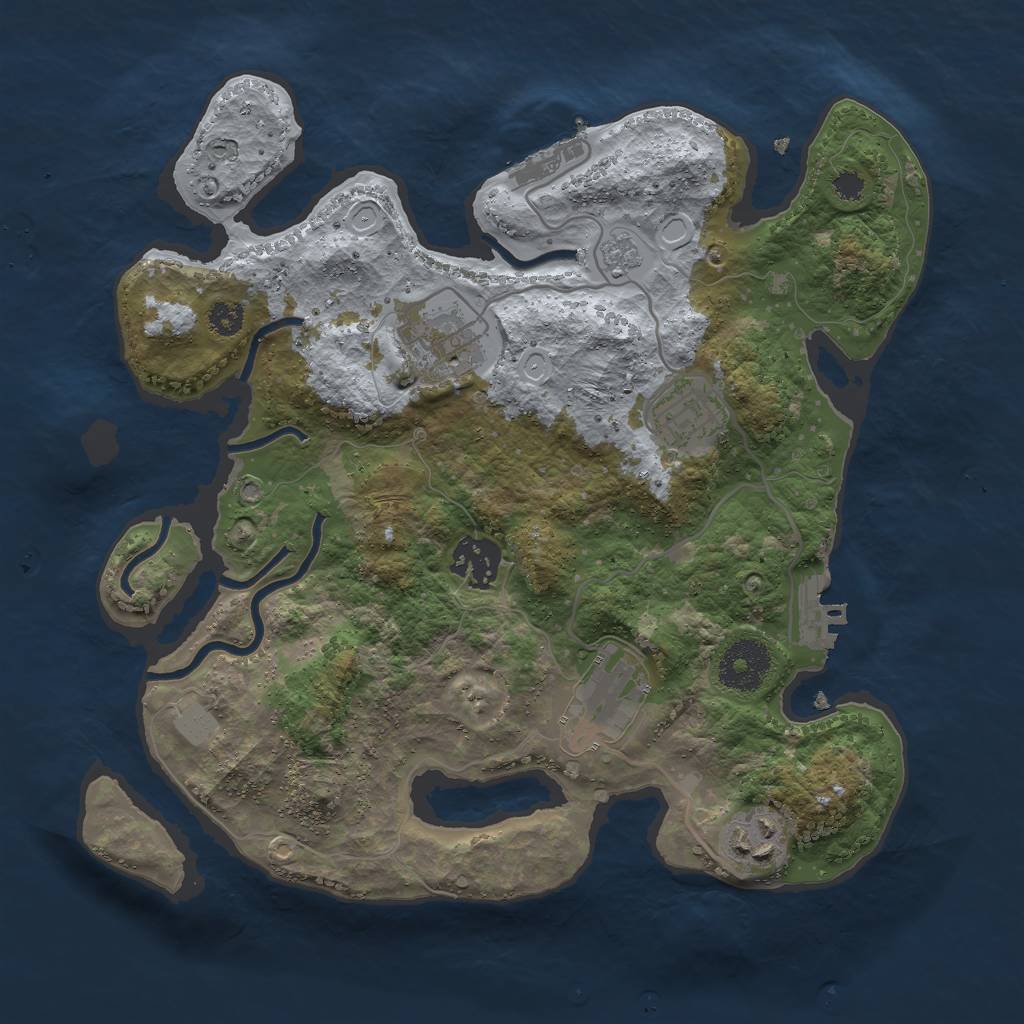 Rust Map: Procedural Map, Size: 3000, Seed: 1575730609, 13 Monuments