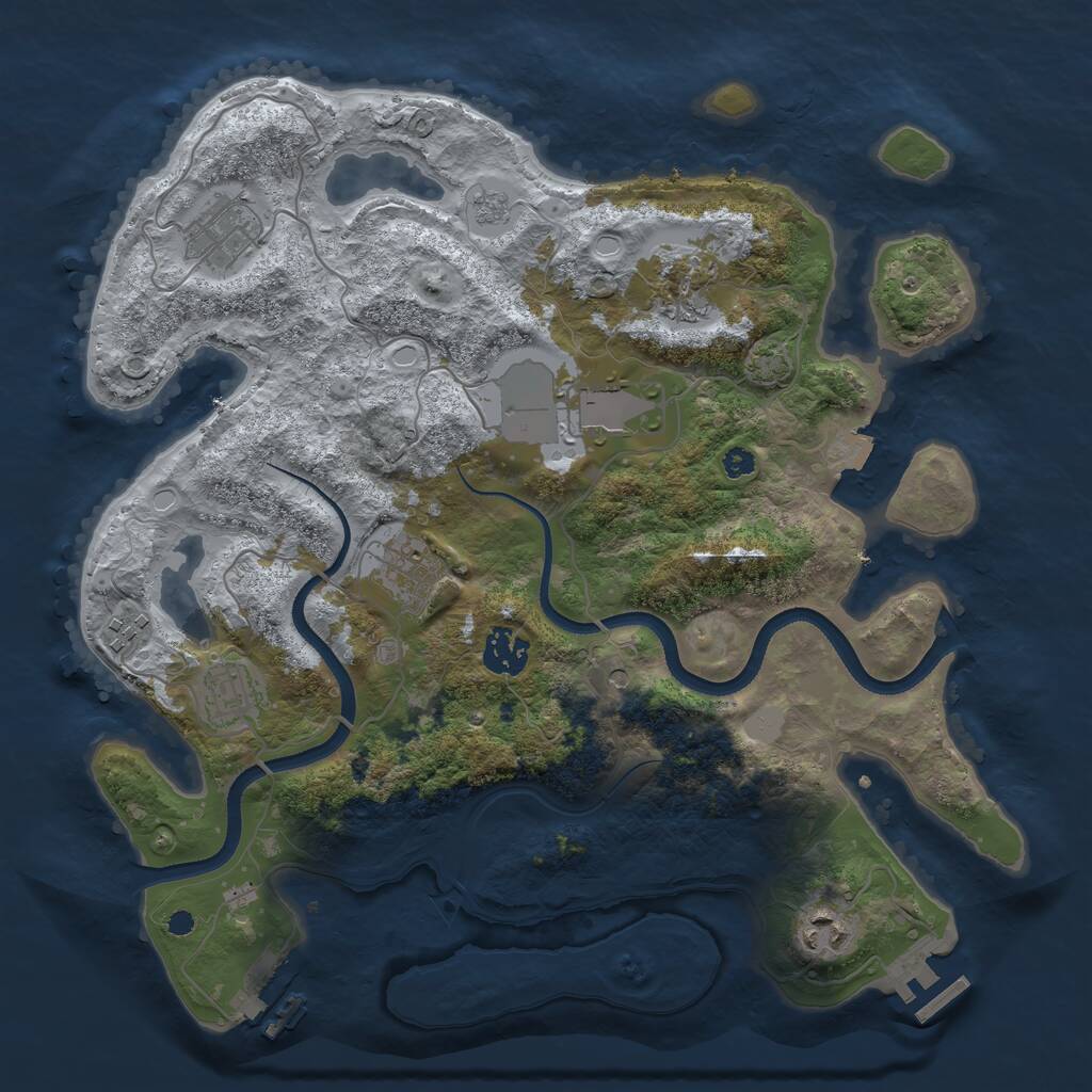 Rust Map: Procedural Map, Size: 3500, Seed: 544652961, 14 Monuments