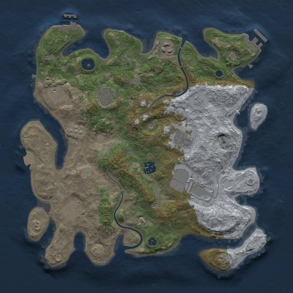 Rust Map: Procedural Map, Size: 3500, Seed: 31203362, 14 Monuments