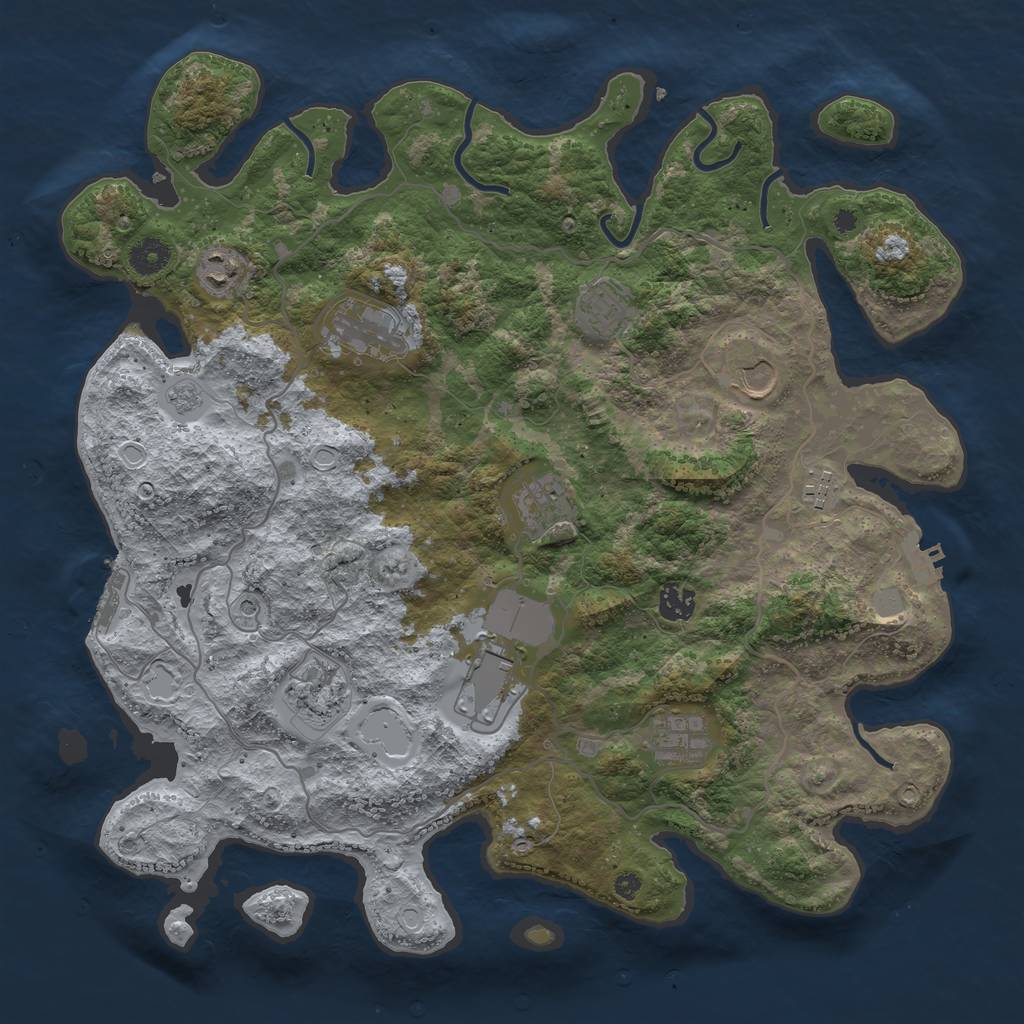 Rust Map: Procedural Map, Size: 4000, Seed: 873866494, 19 Monuments