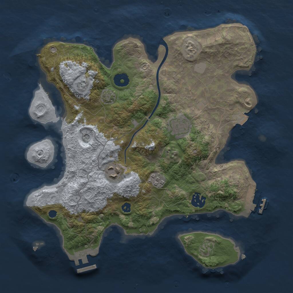Rust Map: Procedural Map, Size: 3000, Seed: 466292, 9 Monuments