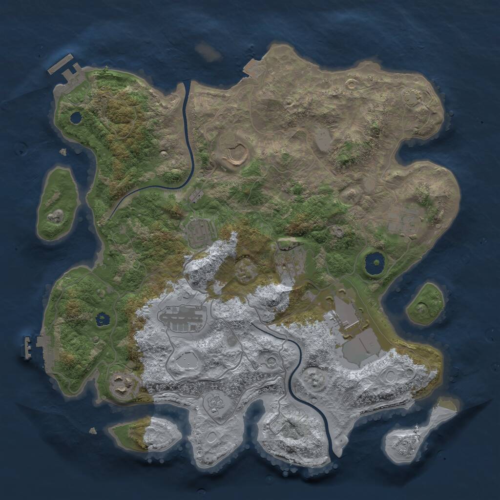 Rust Map: Procedural Map, Size: 3500, Seed: 96711052, 13 Monuments