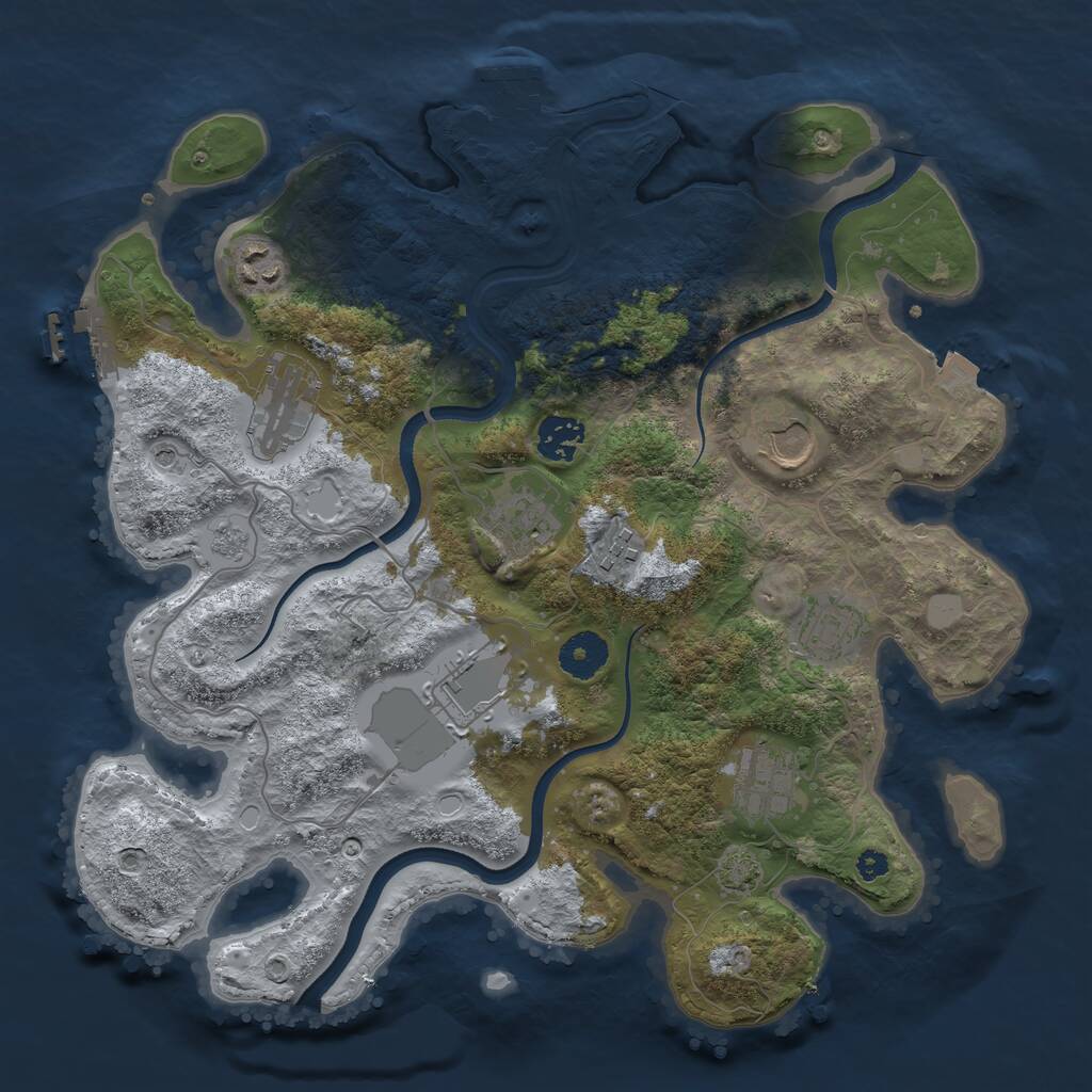 Rust Map: Procedural Map, Size: 3500, Seed: 70378498, 15 Monuments