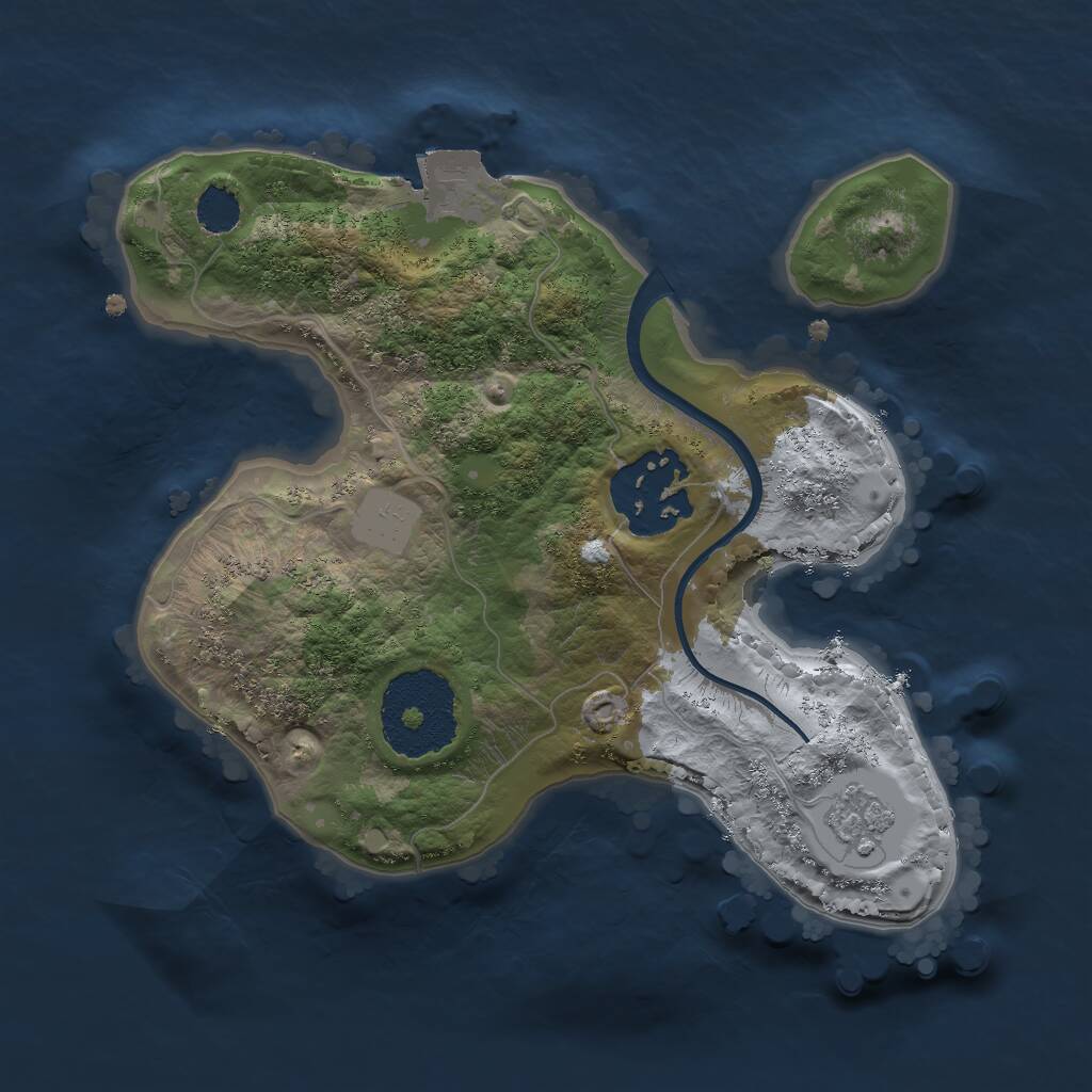 Rust Map: Procedural Map, Size: 2000, Seed: 91371343, 3 Monuments