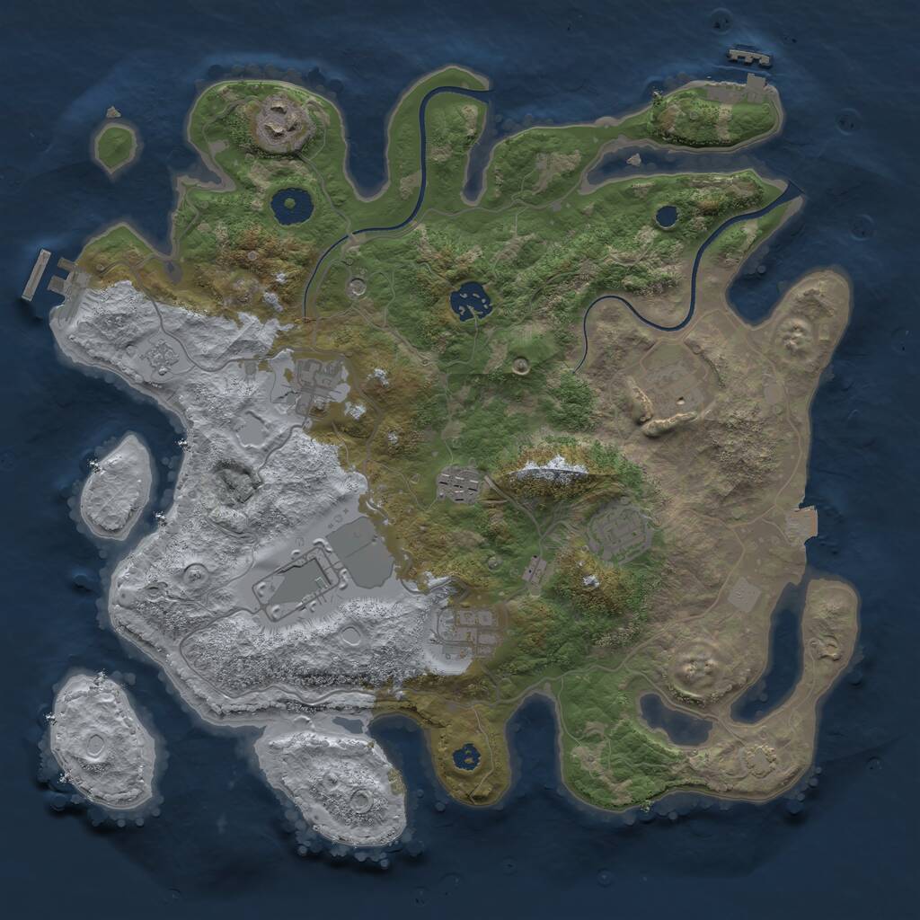 Rust Map: Procedural Map, Size: 3500, Seed: 64403619, 14 Monuments