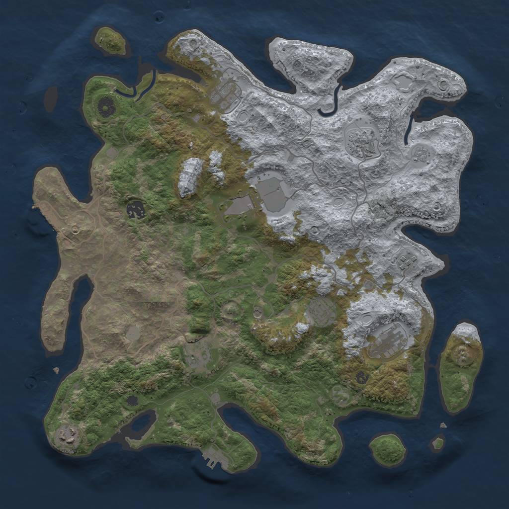 Rust Map: Procedural Map, Size: 4000, Seed: 2127481611, 18 Monuments
