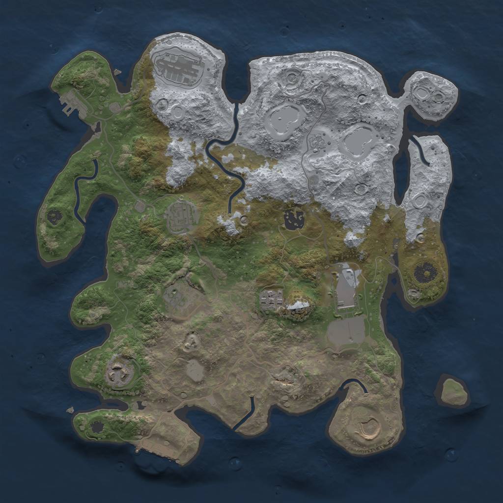 Rust Map: Procedural Map, Size: 3500, Seed: 75283900, 17 Monuments
