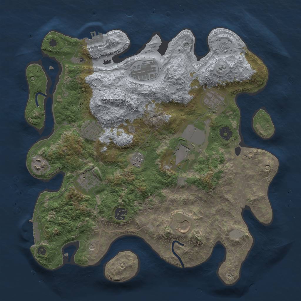Rust Map: Procedural Map, Size: 3500, Seed: 282241565, 18 Monuments