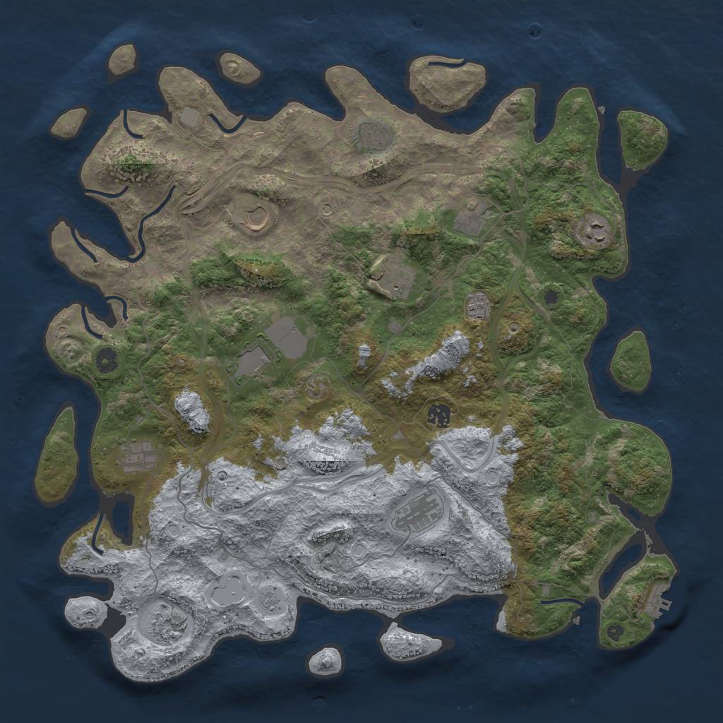 Rust Map: Procedural Map, Size: 4500, Seed: 497407851, 19 Monuments