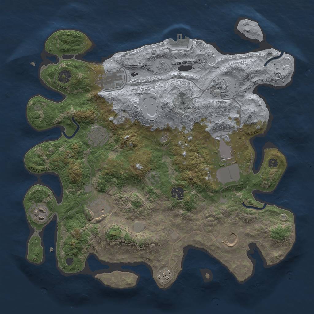 Rust Map: Procedural Map, Size: 3500, Seed: 68657401, 17 Monuments