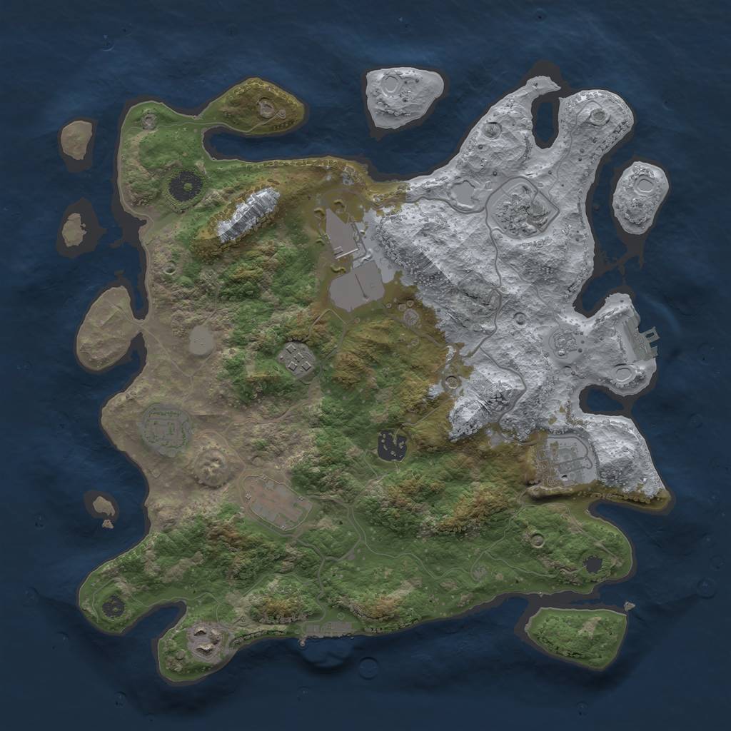 Rust Map: Procedural Map, Size: 3500, Seed: 335659374, 17 Monuments