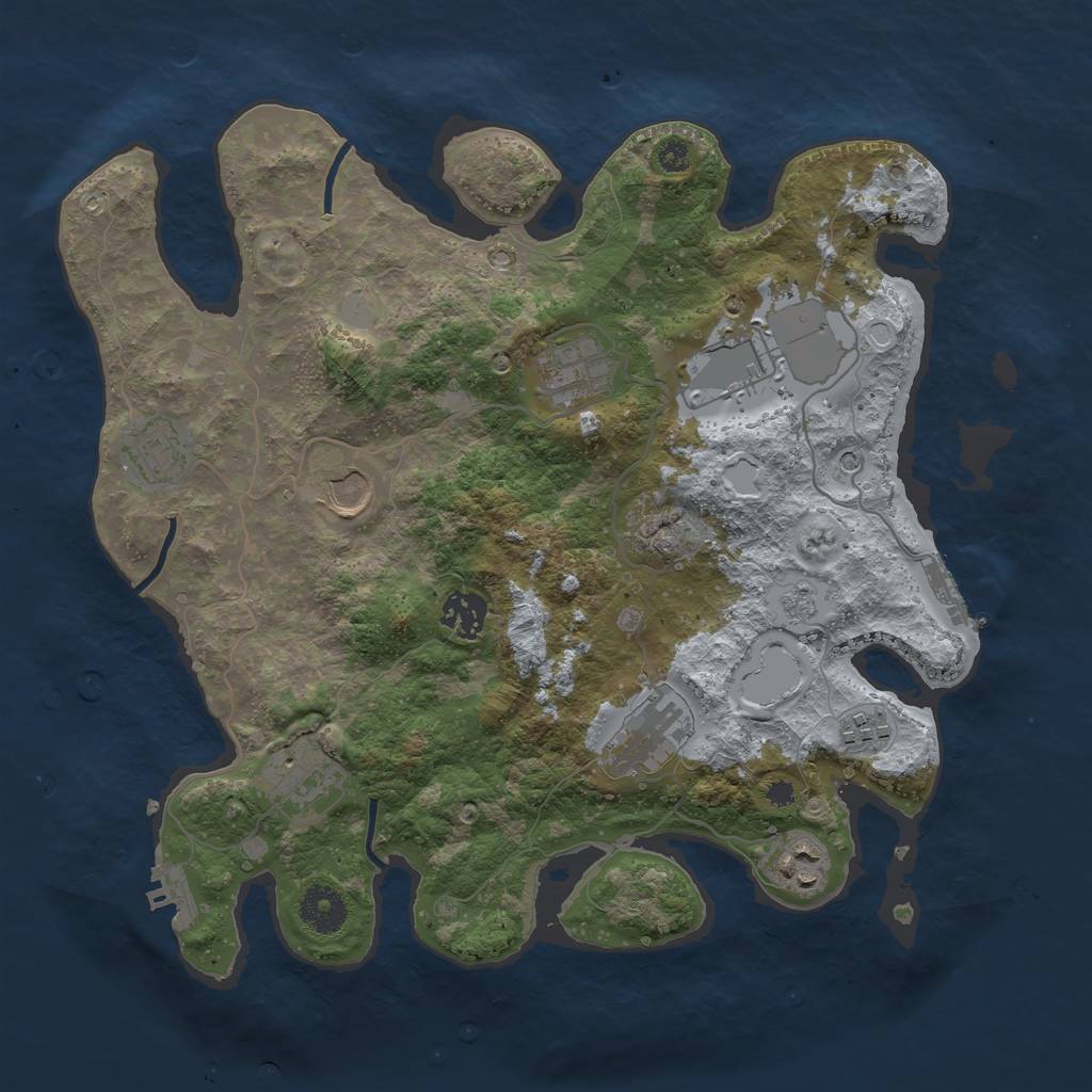Rust Map: Procedural Map, Size: 3500, Seed: 12475, 18 Monuments