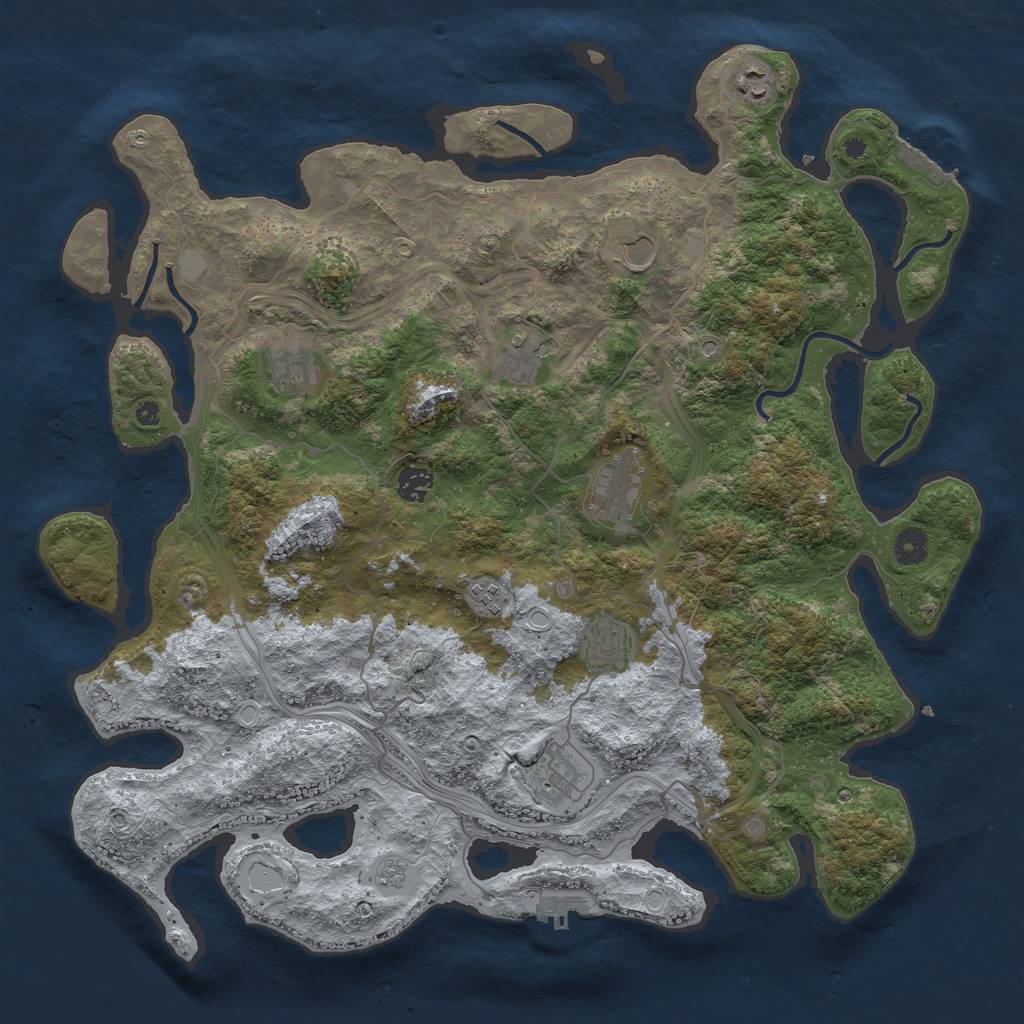 Rust Map: Procedural Map, Size: 4250, Seed: 1054489905, 18 Monuments