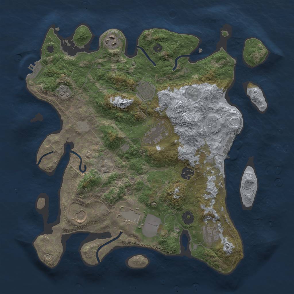 Rust Map: Procedural Map, Size: 3500, Seed: 472815, 16 Monuments