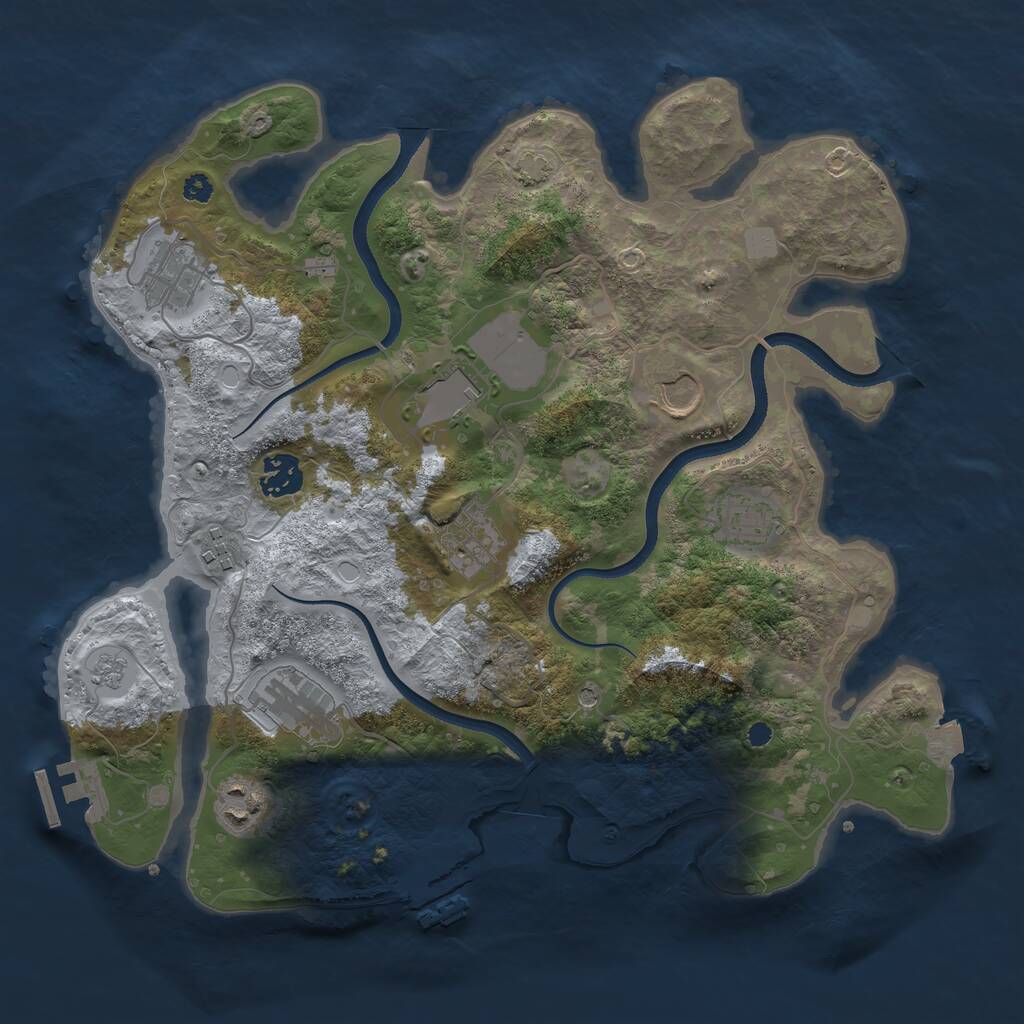 Rust Map: Procedural Map, Size: 3500, Seed: 1277086821, 15 Monuments
