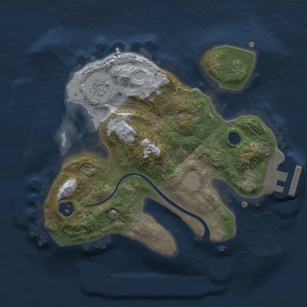 Rust Map: Procedural Map, Size: 2000, Seed: 2131905043, 3 Monuments