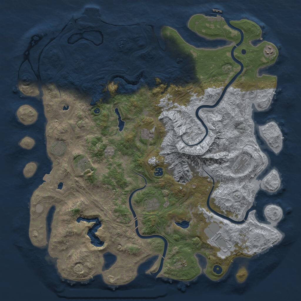 Rust Map: Procedural Map, Size: 5000, Seed: 13748251, 16 Monuments