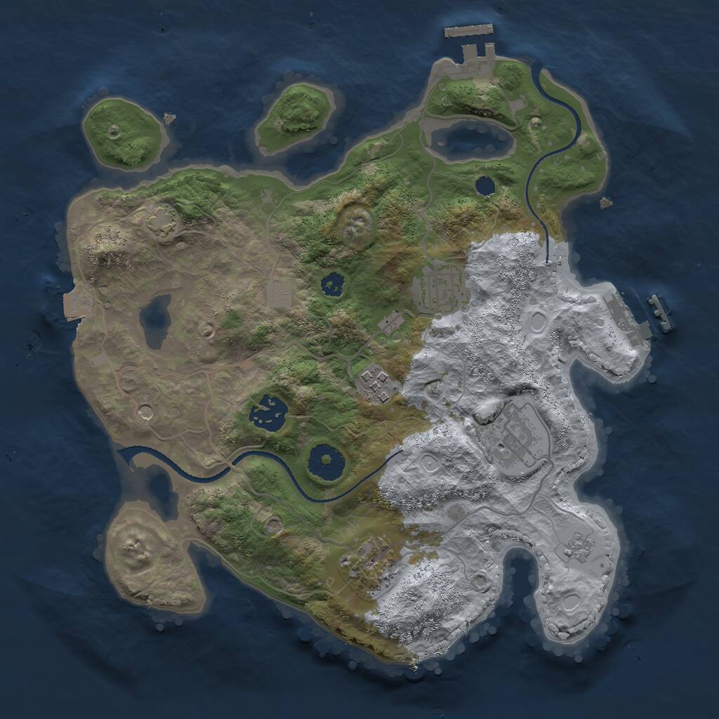 Rust Map: Procedural Map, Size: 3000, Seed: 486553956, 11 Monuments