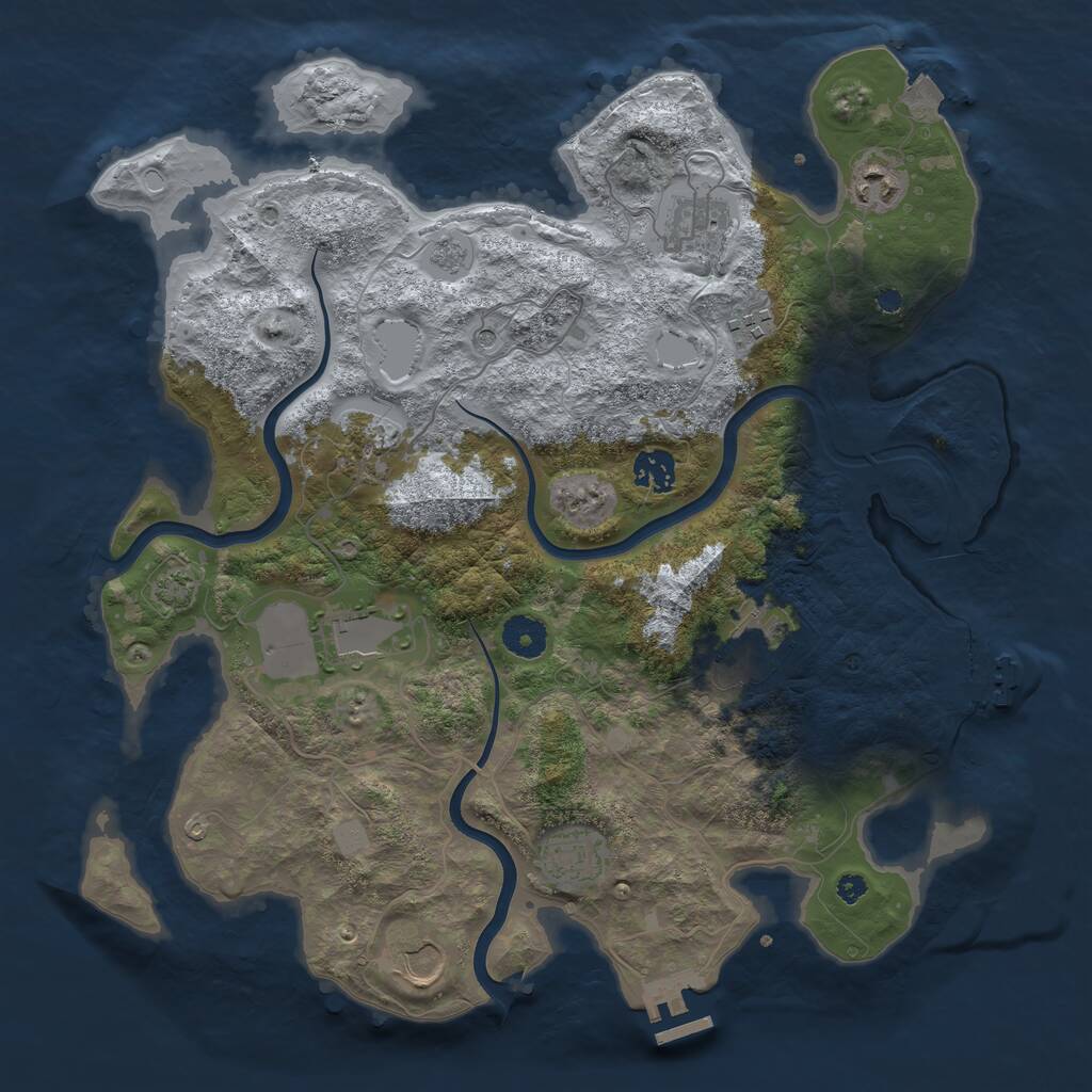 Rust Map: Procedural Map, Size: 3750, Seed: 520508672, 15 Monuments