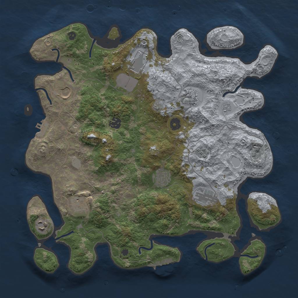 Rust Map: Procedural Map, Size: 3800, Seed: 66552252, 18 Monuments