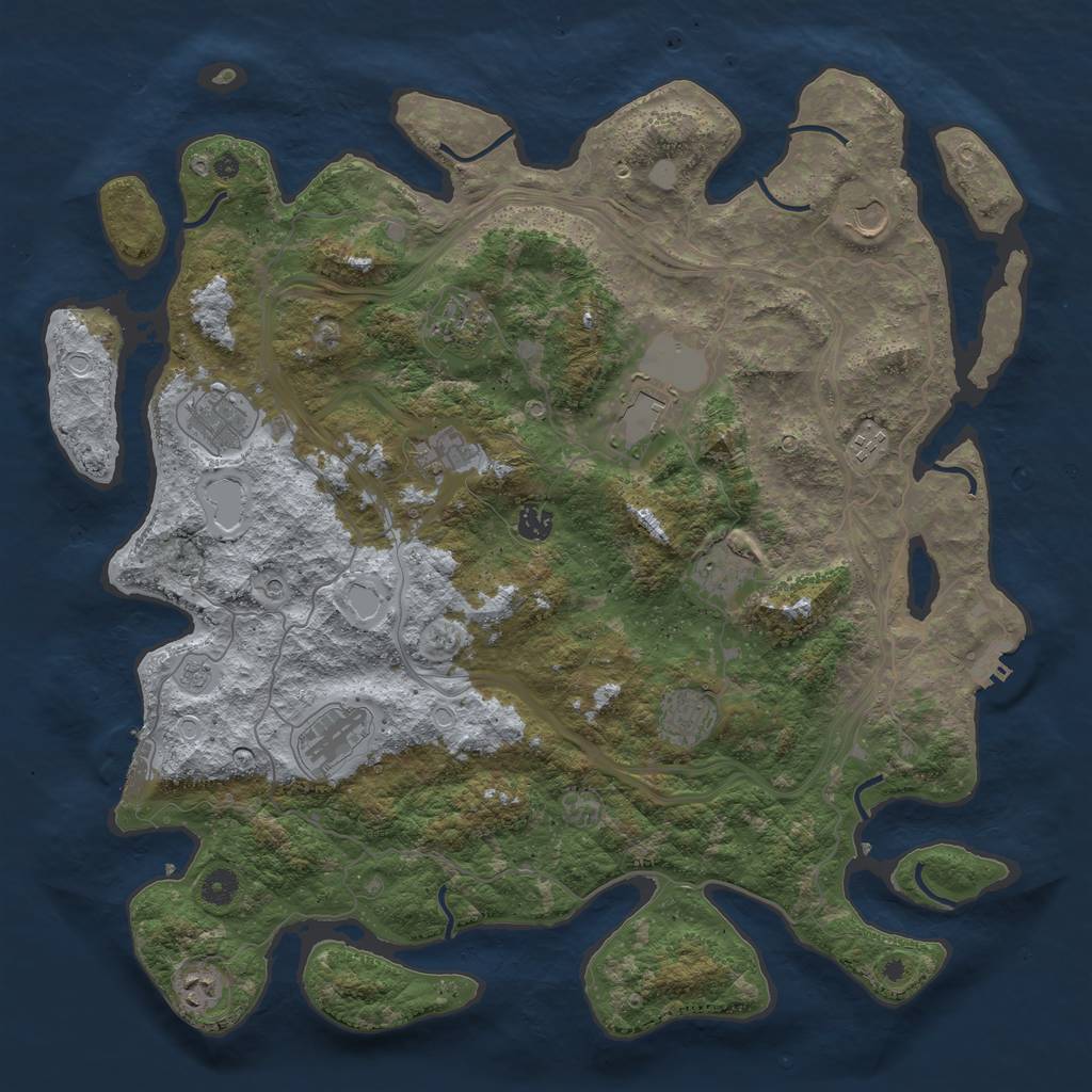 Rust Map: Procedural Map, Size: 4500, Seed: 474118326, 20 Monuments