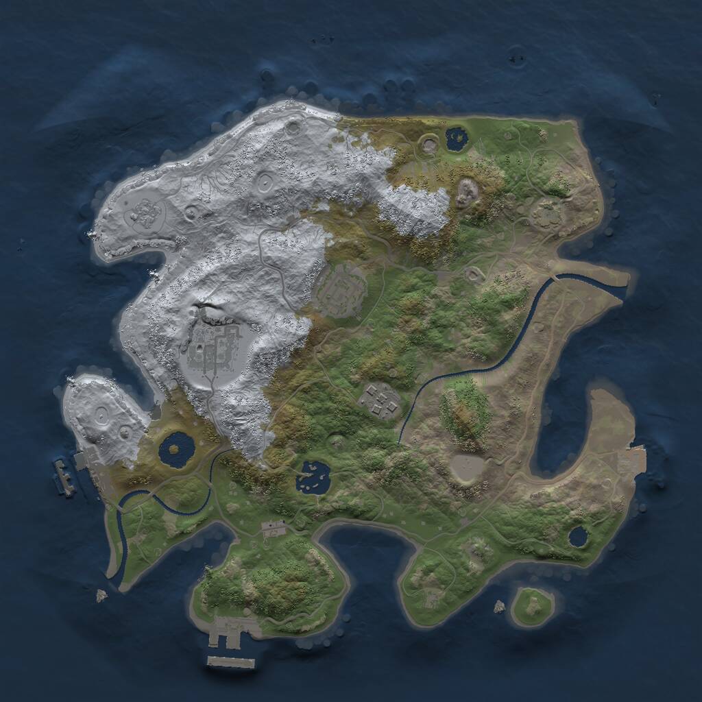 Rust Map: Procedural Map, Size: 3000, Seed: 779119, 9 Monuments