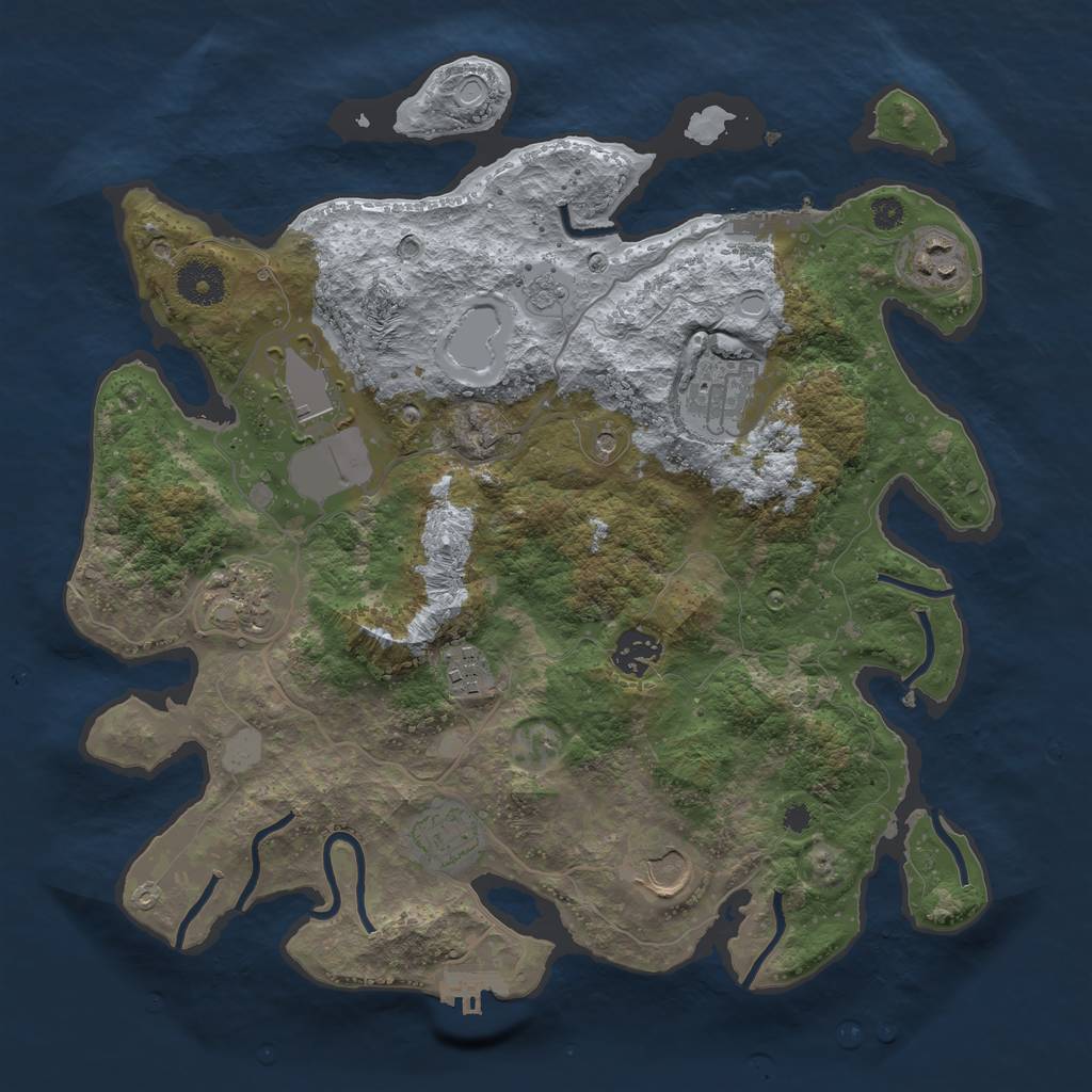 Rust Map: Procedural Map, Size: 3500, Seed: 41118, 17 Monuments