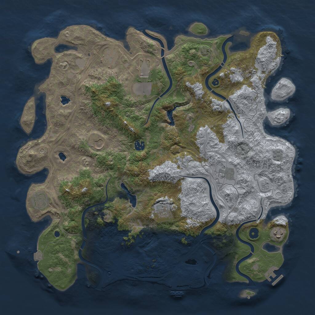 Rust Map: Procedural Map, Size: 4500, Seed: 326057645, 16 Monuments