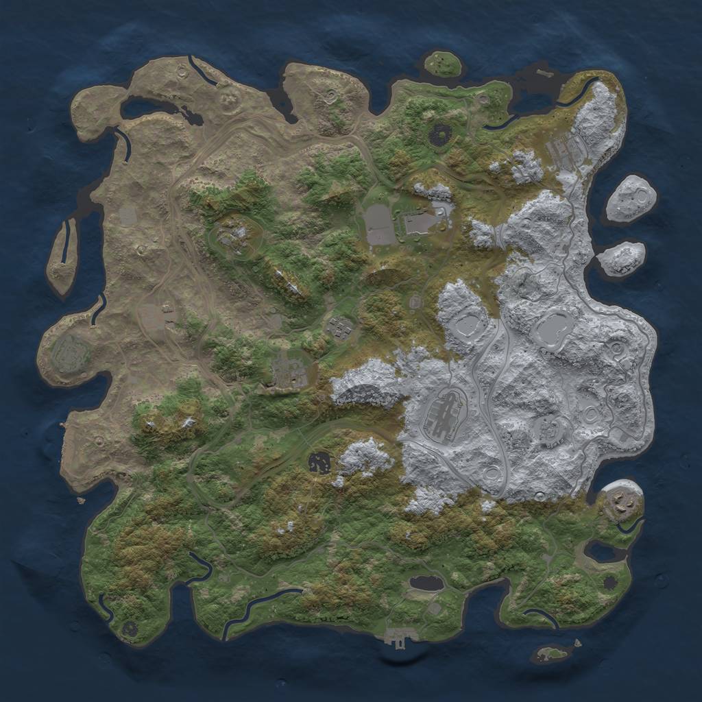 Rust Map: Procedural Map, Size: 4500, Seed: 326057645, 19 Monuments