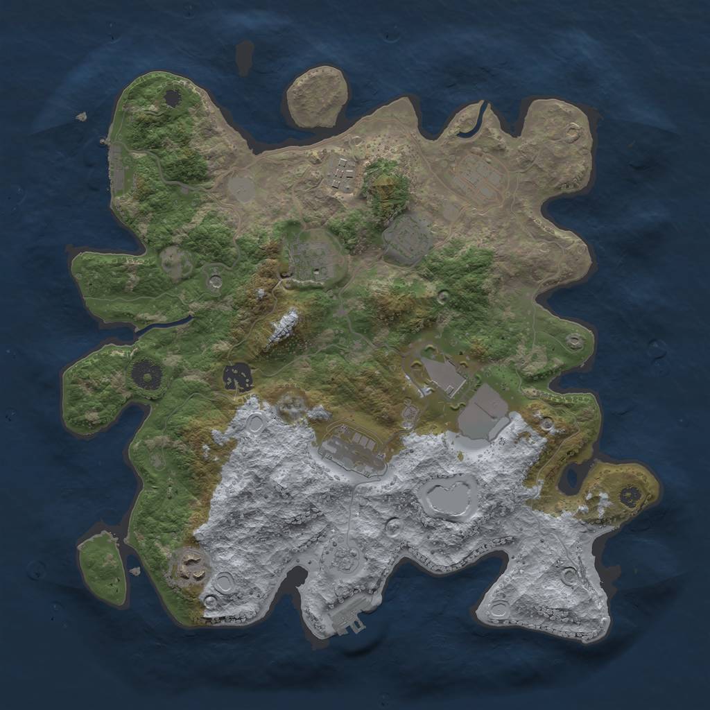 Rust Map: Procedural Map, Size: 3500, Seed: 24573651, 17 Monuments