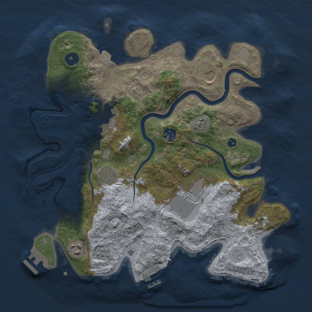 Rust Map: Procedural Map, Size: 3500, Seed: 24573651, 13 Monuments