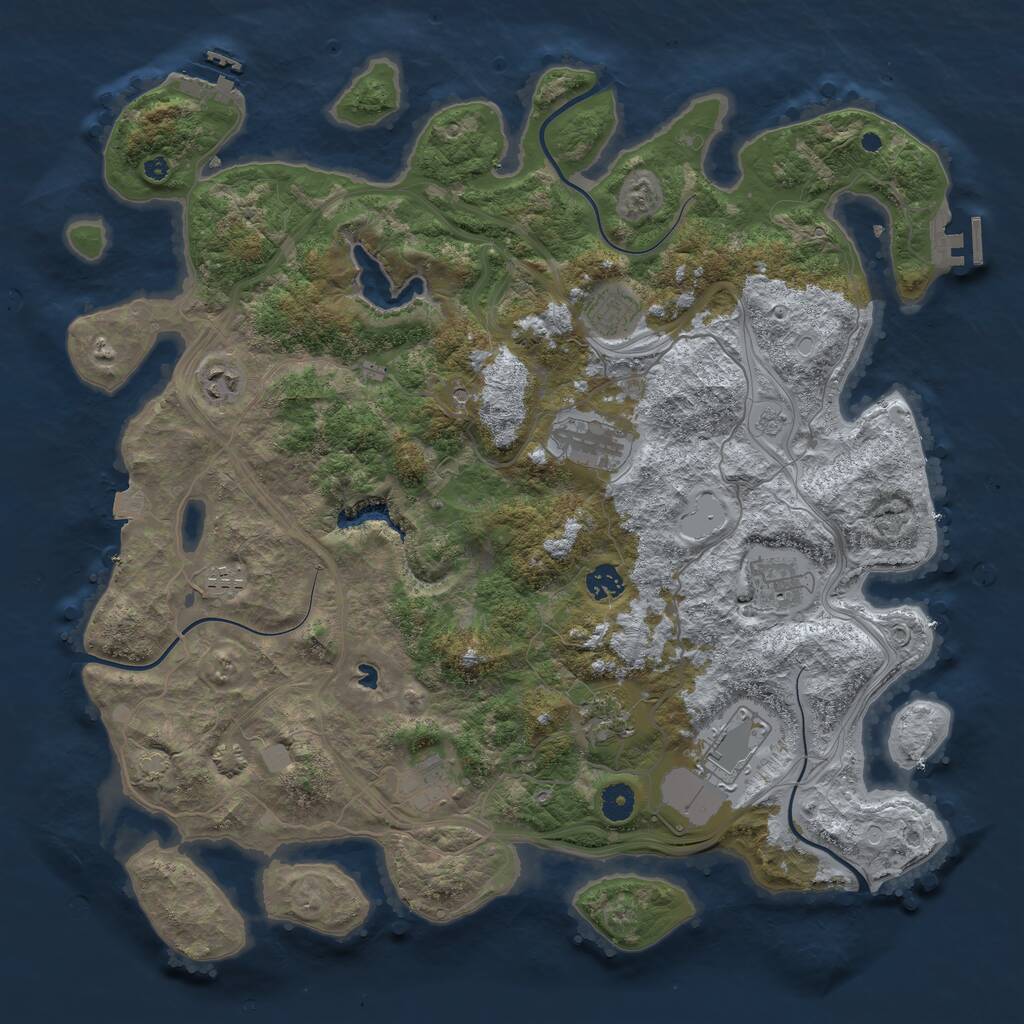 Rust Map: Procedural Map, Size: 4300, Seed: 1828791409, 15 Monuments