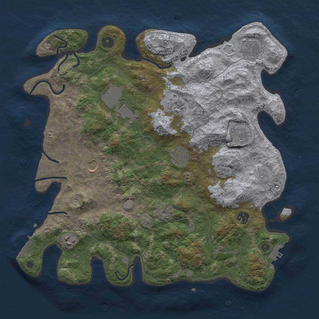 Rust Map: Procedural Map, Size: 4000, Seed: 1090740617, 18 Monuments