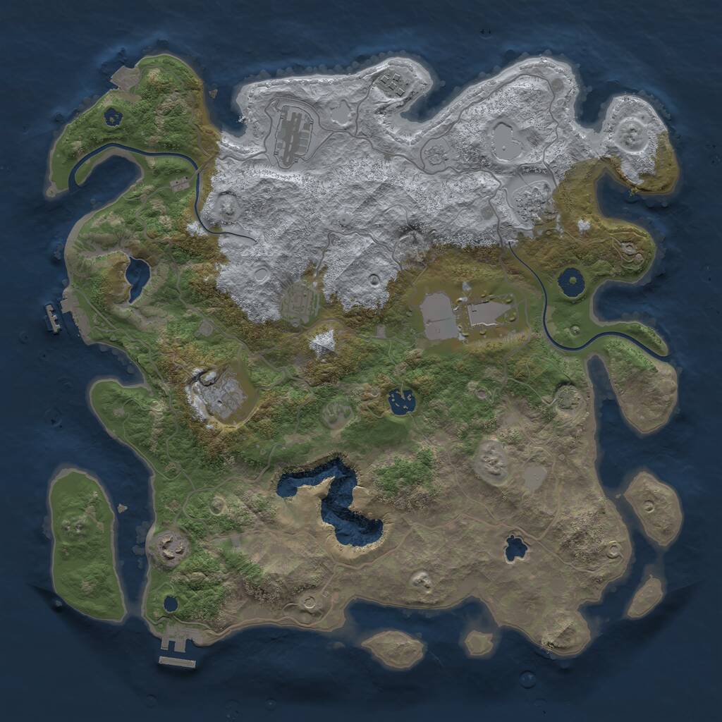 Rust Map: Procedural Map, Size: 4000, Seed: 927753558, 14 Monuments