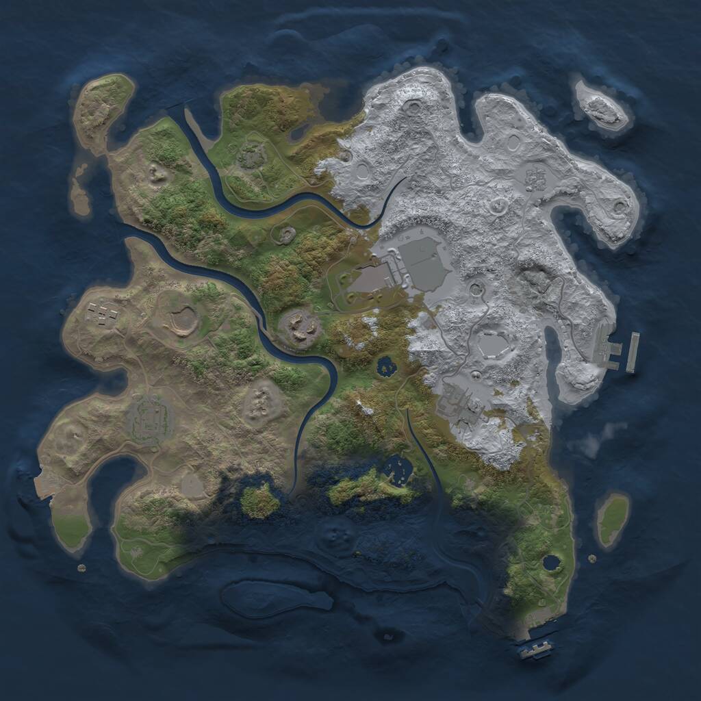 Rust Map: Procedural Map, Size: 3500, Seed: 64014647, 13 Monuments