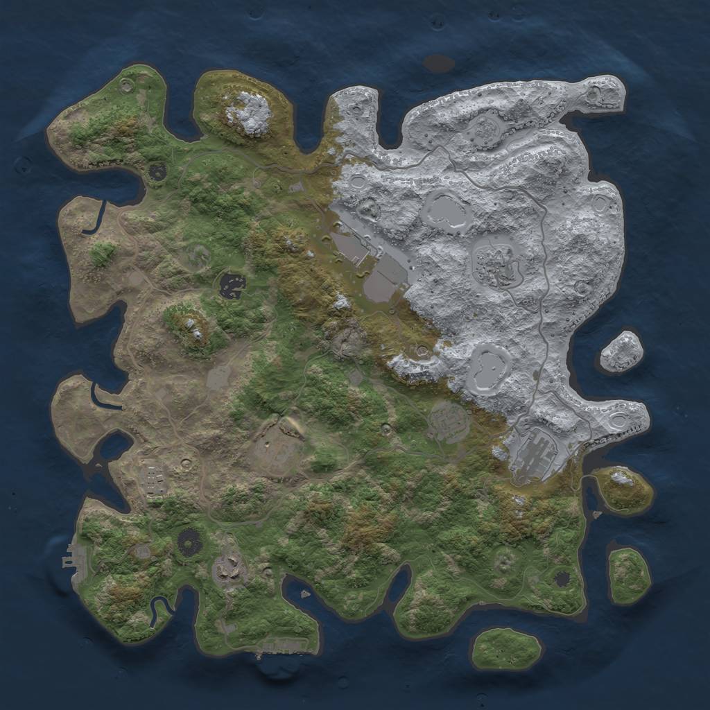 Rust Map: Procedural Map, Size: 4000, Seed: 857279620, 17 Monuments