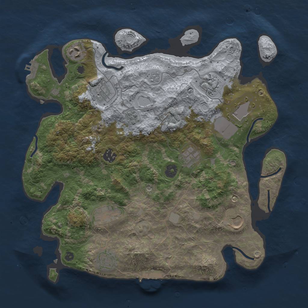 Rust Map: Procedural Map, Size: 3500, Seed: 1645302522, 19 Monuments