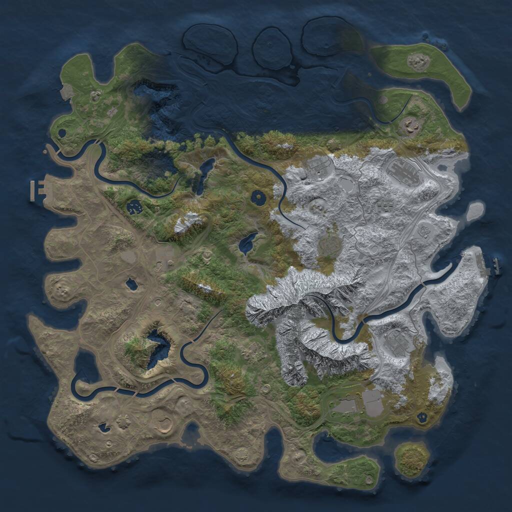Rust Map: Procedural Map, Size: 5000, Seed: 48932, 17 Monuments