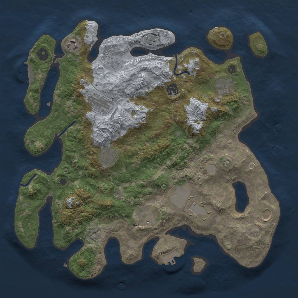 Rust Map: Procedural Map, Size: 3700, Seed: 739284696, 18 Monuments