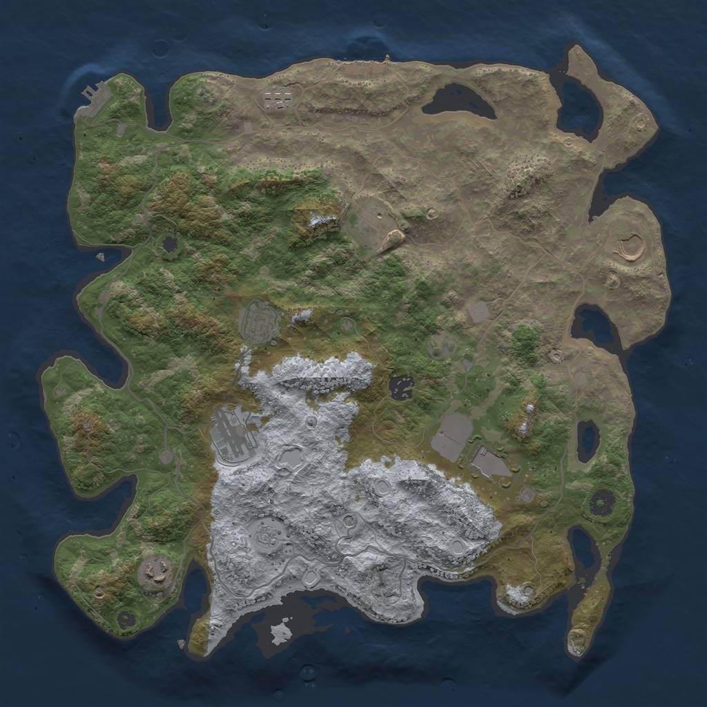 Rust Map: Procedural Map, Size: 4000, Seed: 2055602830, 17 Monuments