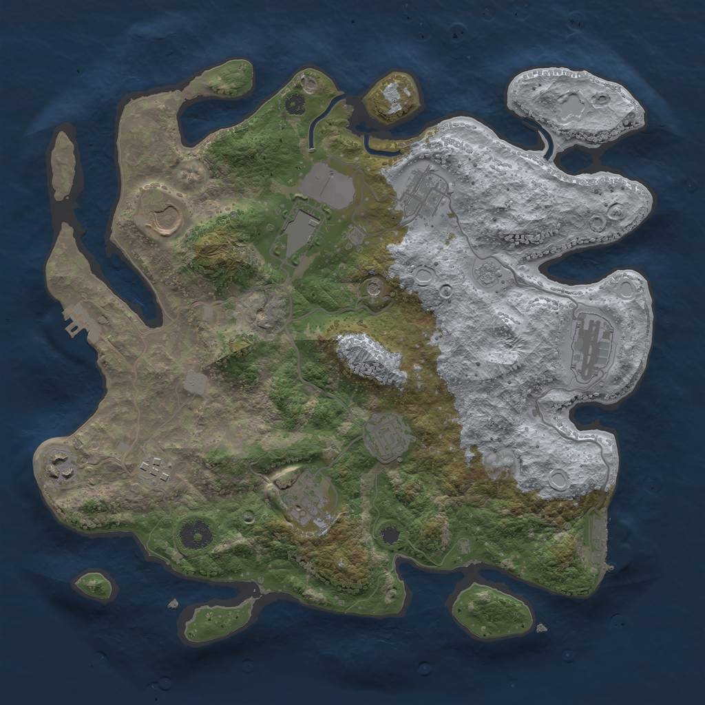 Rust Map: Procedural Map, Size: 3500, Seed: 98633015, 17 Monuments