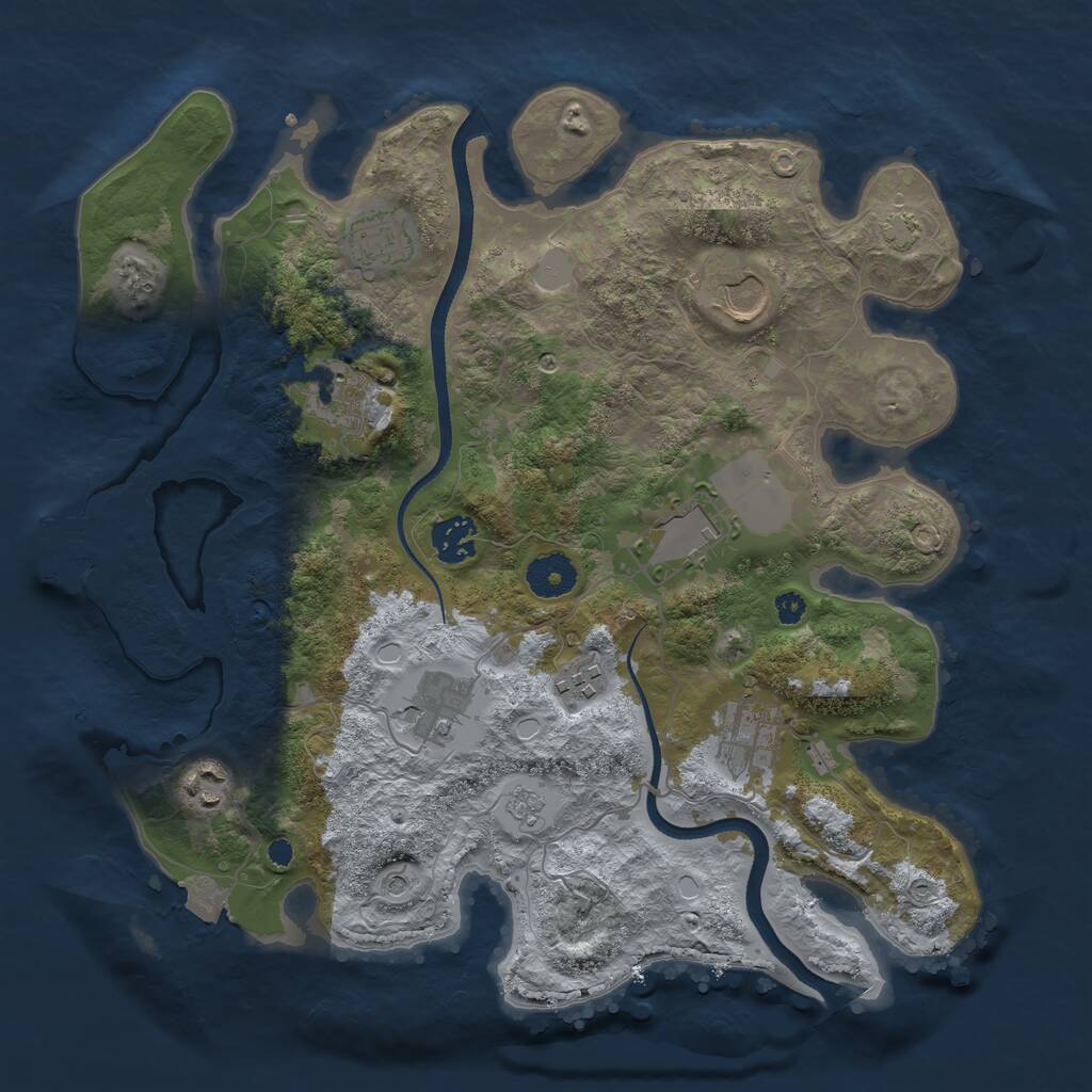 Rust Map: Procedural Map, Size: 3500, Seed: 57075526, 14 Monuments